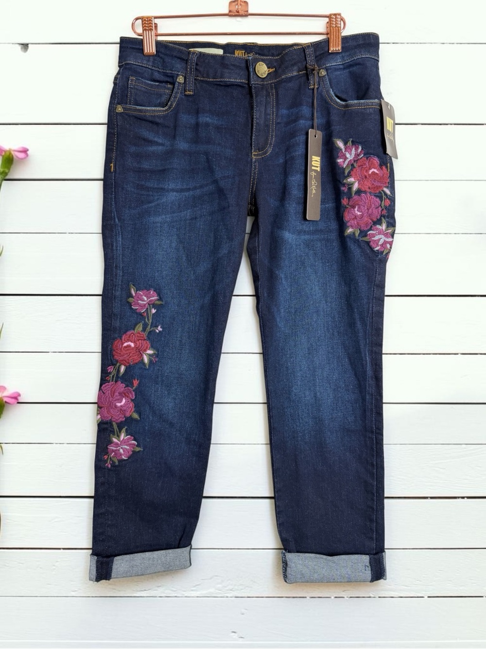 RARE KUT from the Kloth Catherine Boyfriend Petite Jeans Relaxed Cuffed Denim 2P